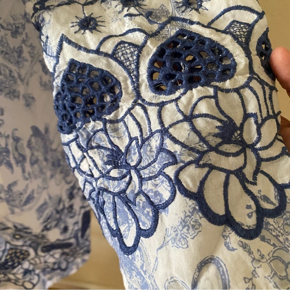 Soft Surroundings Peasant Embroidered Floral Top - Picture 4 of 7